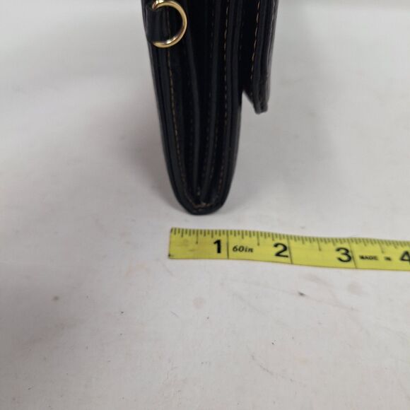 Etienne Aigner Brown Black Leather Signature Jacquard Accordian Snap Wallet - Picture 6 of 13